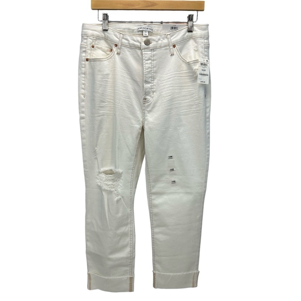And Now This The Vintage Straight Distressed Jeans - White / Ivory - size 14W